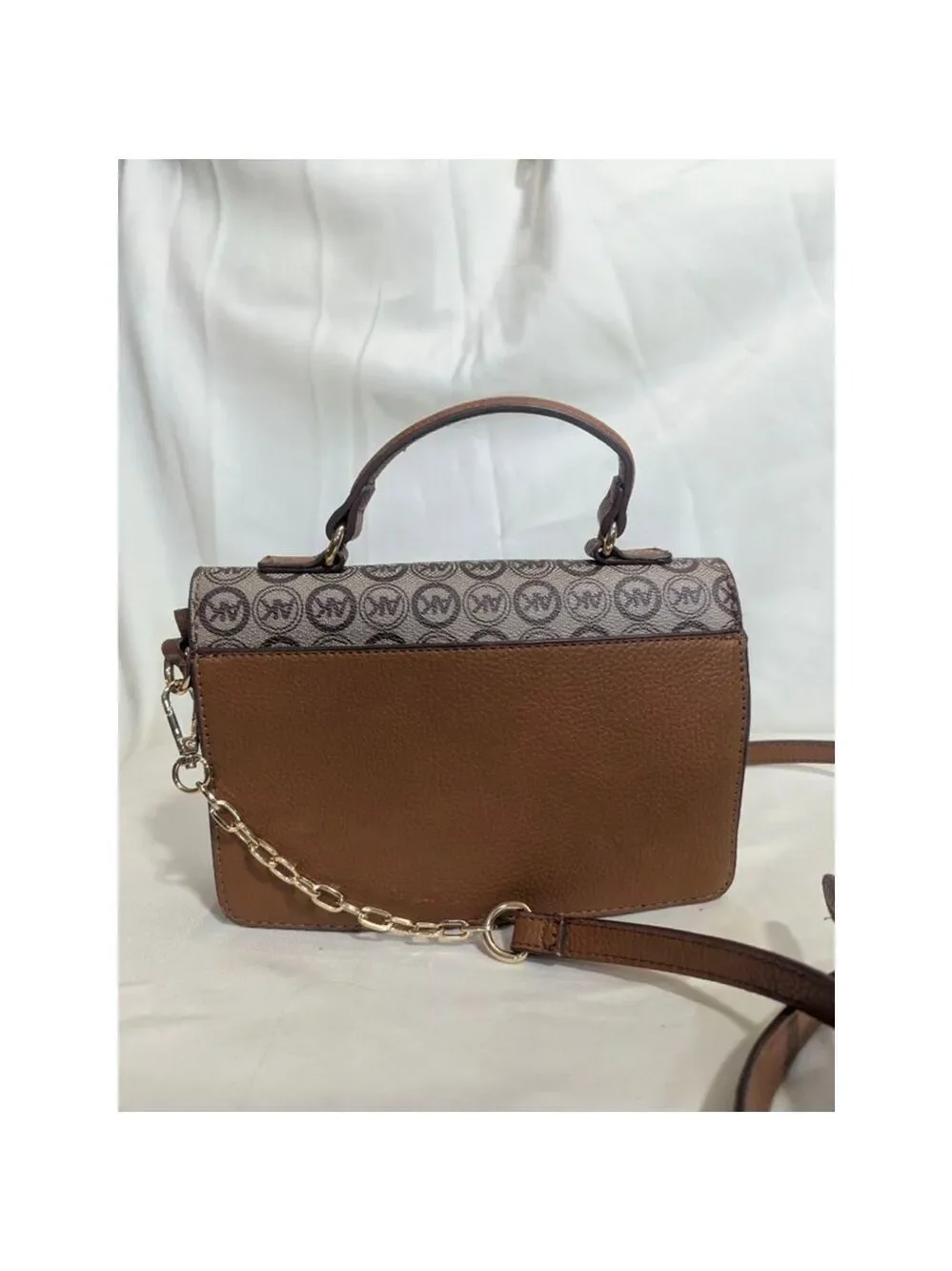 Anne Klein Logo Crossbody Convertible Shoulder Bag Brown Tan - Picture 4 of 13